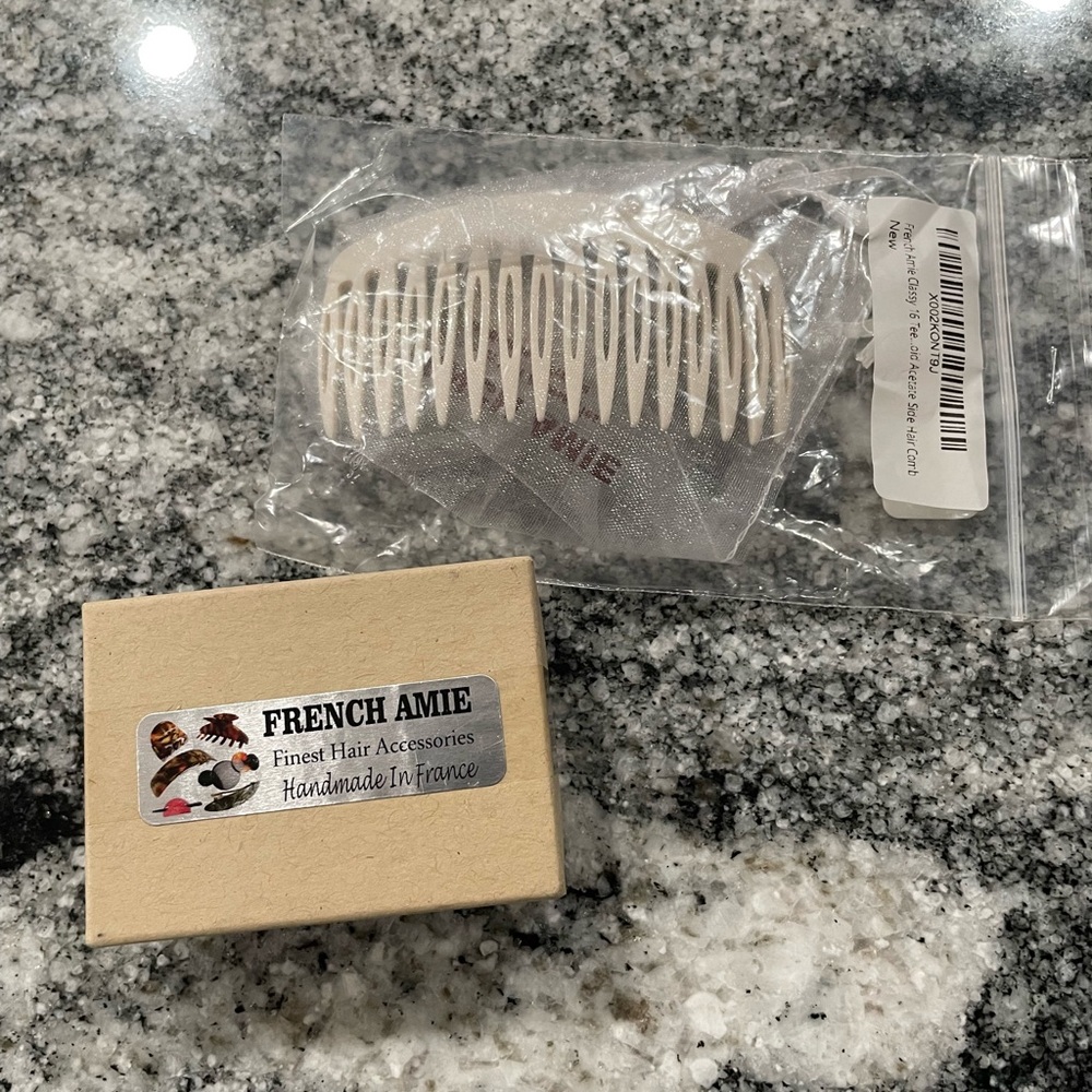 Bundle: French Amie Solid Ivory Cream Side Hair Comb & Set of 2 Small Hair Clips